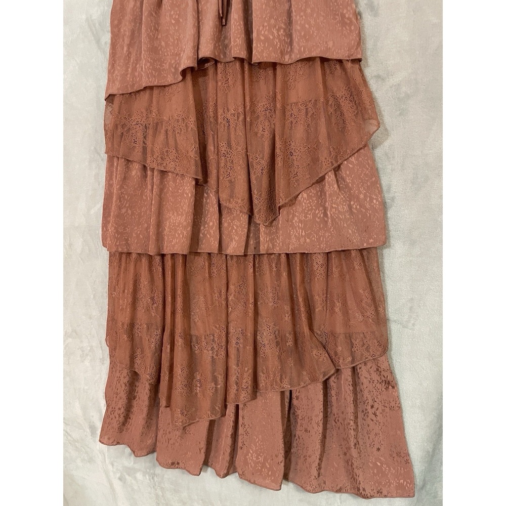 SENI & CADE Juniors Size L Lace Midi Dress Dark Peach Summer Party Tie Front NWT - Picture 5 of 11
